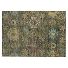 Machine Washable Indoor/Outdoor Chantille ACN2151 Olive 1'8" x 2'6" Rug