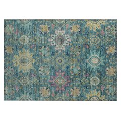 Machine Washable Indoor/Outdoor Chantille ACN2151 Teal 1'8" x 2'6" Rug
