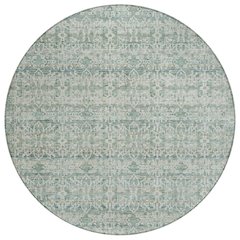 Machine Washable Indoor/Outdoor Chantille ACN2152 Teal 8' x 8' Round Rug