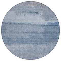Machine Washable Indoor/Outdoor Chantille ACN2156 Blue 8' x 8' Round Rug