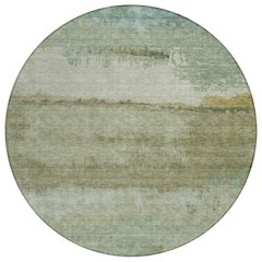 Machine Washable Indoor/Outdoor Chantille ACN2156 Green 8' x 8' Round Rug