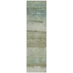 Machine Washable Indoor/Outdoor Chantille ACN2156 Green 2'3" x 7'6" Runner Rug