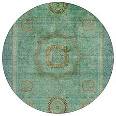 Machine Washable Indoor/Outdoor Chantille ACN2159 Green 8' x 8' Round Rug