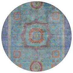 Machine Washable Indoor/Outdoor Chantille ACN2159 Teal 8' x 8' Round Rug
