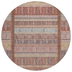 Machine Washable Indoor/Outdoor Chantille ACN2160 Paprika 8' x 8' Round Rug