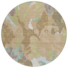 Machine Washable Indoor/Outdoor Chantille ACN2161 Beige 8' x 8' Round Rug
