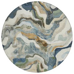Machine Washable Indoor/Outdoor Chantille ACN2162 Denim 8' x 8' Round Rug