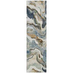 Machine Washable Indoor/Outdoor Chantille ACN2162 Denim 2'3" x 7'6" Runner Rug
