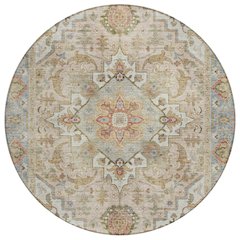 Machine Washable Indoor/Outdoor Chantille ACN2163 Beige 8' x 8' Round Rug