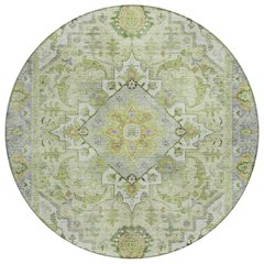 Machine Washable Indoor/Outdoor Chantille ACN2163 Green 8' x 8' Round Rug