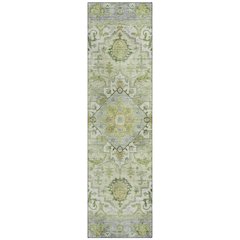 Machine Washable Indoor/Outdoor Chantille ACN2163 Green 2'3" x 7'6" Runner Rug