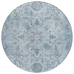 Machine Washable Indoor/Outdoor Chantille ACN2164 Sky 8' x 8' Round Rug