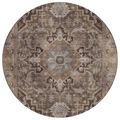 Machine Washable Indoor/Outdoor Chantille ACN2165 Brown 8' x 8' Round Rug