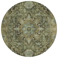 Machine Washable Indoor/Outdoor Chantille ACN2165 Olive 8' x 8' Round Rug