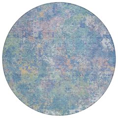 Machine Washable Indoor/Outdoor Chantille ACN2166 Aqua 8' x 8' Round Rug