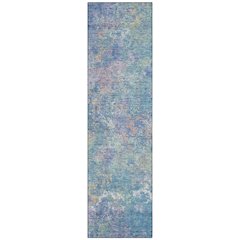 Machine Washable Indoor/Outdoor Chantille ACN2166 Aqua 2'3" x 7'6" Runner Rug