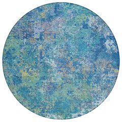Machine Washable Indoor/Outdoor Chantille ACN2166 Blue 8' x 8' Round Rug