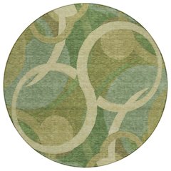 Machine Washable Indoor/Outdoor Chantille ACN2167 Green 8' x 8' Round Rug