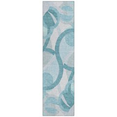 Machine Washable Indoor/Outdoor Chantille ACN2168 Teal 2'3" x 7'6" Runner Rug