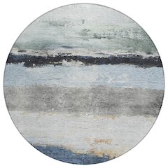 Machine Washable Indoor/Outdoor Chantille ACN2169 Blue 8' x 8' Round Rug