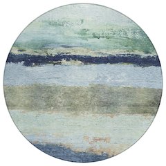 Machine Washable Indoor/Outdoor Chantille ACN2169 Denim 8' x 8' Round Rug