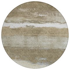 Machine Washable Indoor/Outdoor Chantille ACN2169 Khaki 8' x 8' Round Rug