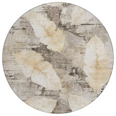 Machine Washable Indoor/Outdoor Chantille ACN2172 Brown 8' x 8' Round Rug