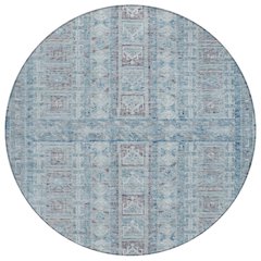 Machine Washable Indoor/Outdoor Chantille ACN2173 Blue 8' x 8' Round Rug