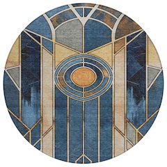Machine Washable Indoor/Outdoor Chantille ACN2176 Blue 8' x 8' Round Rug
