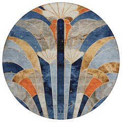 Machine Washable Indoor/Outdoor Chantille ACN2177 Navy 8' x 8' Round Rug