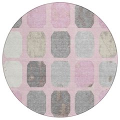 Machine Washable Indoor/Outdoor Chantille ACN2182 Pink 8' x 8' Round Rug