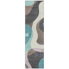 Machine Washable Indoor/Outdoor Chantille ACN2185 Teal 2'3" x 7'6" Runner Rug