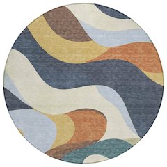 Machine Washable Indoor/Outdoor Chantille ACN2186 Gold 8' x 8' Round Rug