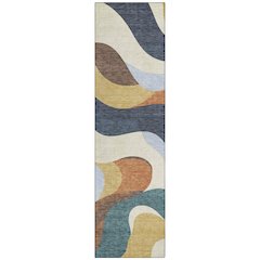 Machine Washable Indoor/Outdoor Chantille ACN2186 Gold 2'3" x 7'6" Runner Rug