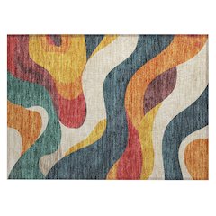 Machine Washable Indoor/Outdoor Chantille ACN2186 Orange 1'8" x 2'6" Rug