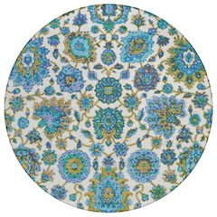 Machine Washable Indoor/Outdoor Chantille ACN2187 Aqua 8' x 8' Round Rug