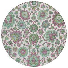 Machine Washable Indoor/Outdoor Chantille ACN2187 Mint 8' x 8' Round Rug