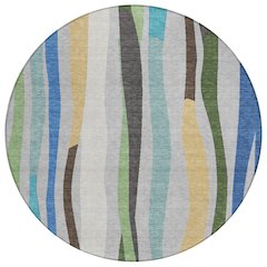 Machine Washable Indoor/Outdoor Chantille ACN2188 Green 8' x 8' Round Rug