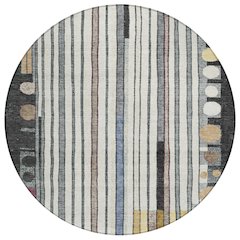 Machine Washable Indoor/Outdoor Chantille ACN2189 Black 8' x 8' Round Rug