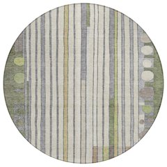 Machine Washable Indoor/Outdoor Chantille ACN2189 Olive 8' x 8' Round Rug