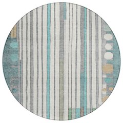 Machine Washable Indoor/Outdoor Chantille ACN2189 Teal 8' x 8' Round Rug