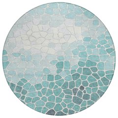 Machine Washable Indoor/Outdoor Chantille ACN2190 Teal 8' x 8' Round Rug