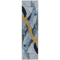 Machine Washable Indoor/Outdoor Chantille ACN2191 Denim 2'3" x 7'6" Runner Rug