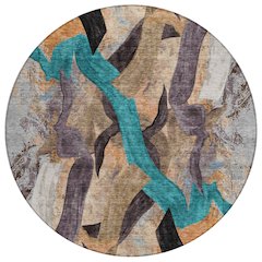 Machine Washable Indoor/Outdoor Chantille ACN2191 Gray 8' x 8' Round Rug