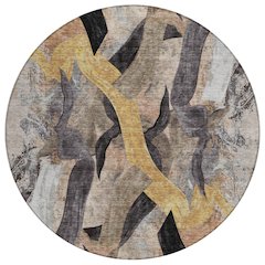 Machine Washable Indoor/Outdoor Chantille ACN2191 Taupe 8' x 8' Round Rug