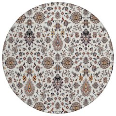 Machine Washable Indoor/Outdoor Chantille ACN2192 Ivory 8' x 8' Round Rug