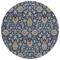 Machine Washable Indoor/Outdoor Chantille ACN2192 Navy 8' x 8' Round Rug