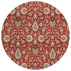 Machine Washable Indoor/Outdoor Chantille ACN2192 Red 8' x 8' Round Rug