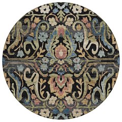 Machine Washable Indoor/Outdoor Chantille ACN2193 Black 8' x 8' Round Rug