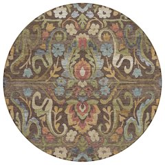 Machine Washable Indoor/Outdoor Chantille ACN2193 Chocolate 8' x 8' Round Rug